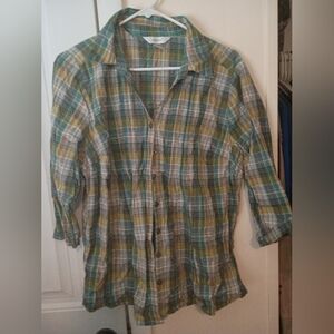 CJ Banks Multicolor Plaid Button Down Shirt
